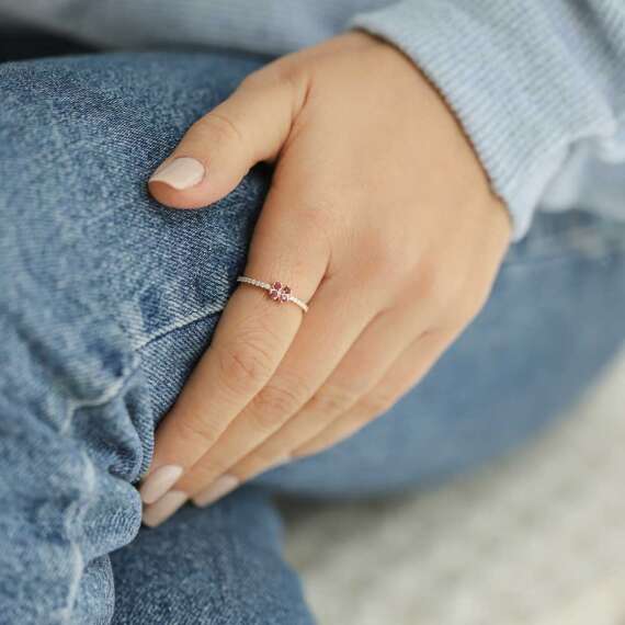 0.29 CT Diamond and Ruby Four Leaf Clover Ring - 3