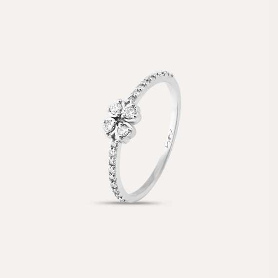 Fortune 0.29 CT Diamond White Gold Clover Ring - 1