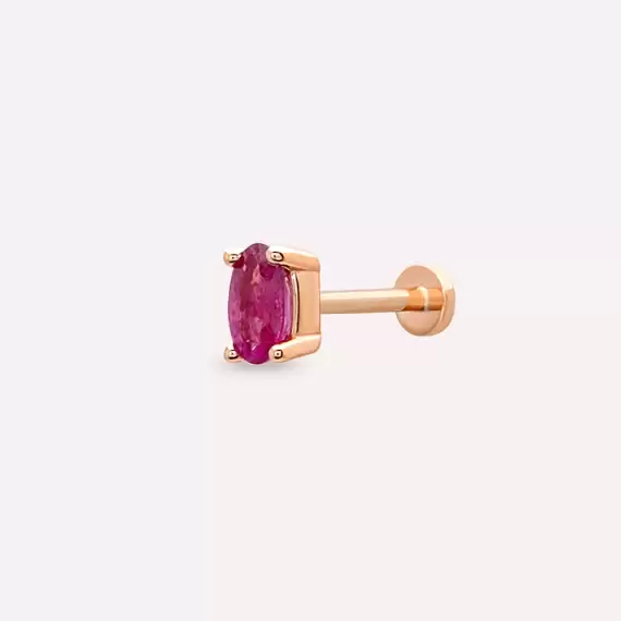 0.29 CT Oval Cut Ruby Rose Gold Piercing - 1