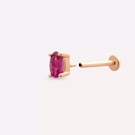 0.29 CT Oval Cut Ruby Rose Gold Piercing - 4