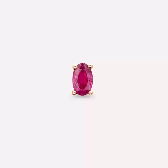 0.29 CT Oval Kesim Yakut Taşlı Rose Altın Piercing - 5