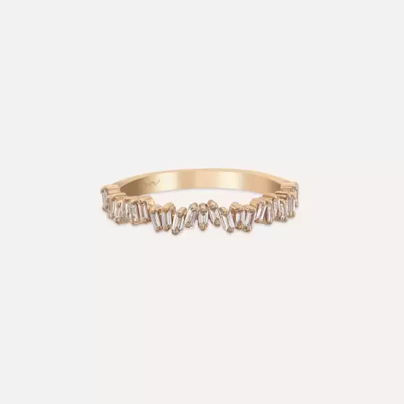 0.30 CT Baguette Cut Diamond Rose Gold Half Eternity Ring - 7