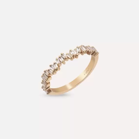 0.30 CT Baguette Cut Diamond Rose Gold Half Eternity Ring - 2