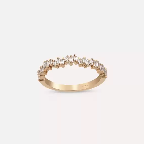 0.30 CT Baguette Cut Diamond Rose Gold Half Eternity Ring - 3