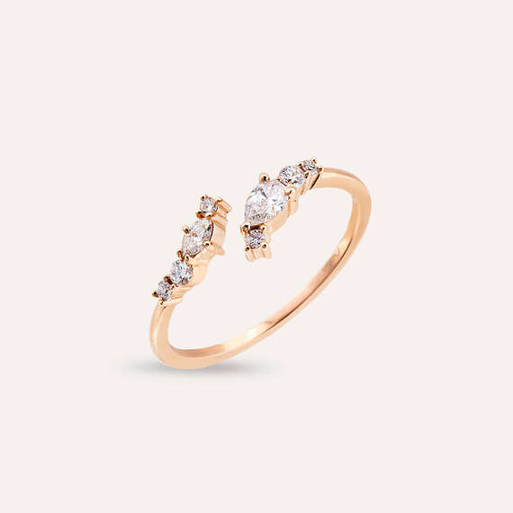 0.30 CT Pear and Marquise Cut Diamond Rose Gold Ring - 2