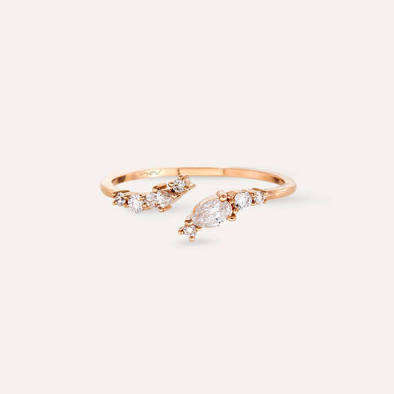 0.30 CT Pear and Marquise Cut Diamond Rose Gold Ring - 4