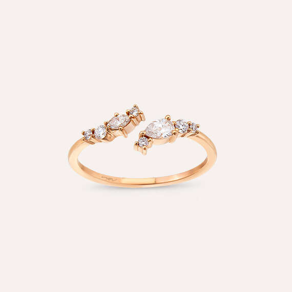 0.30 CT Pear and Marquise Cut Diamond Rose Gold Ring - 1
