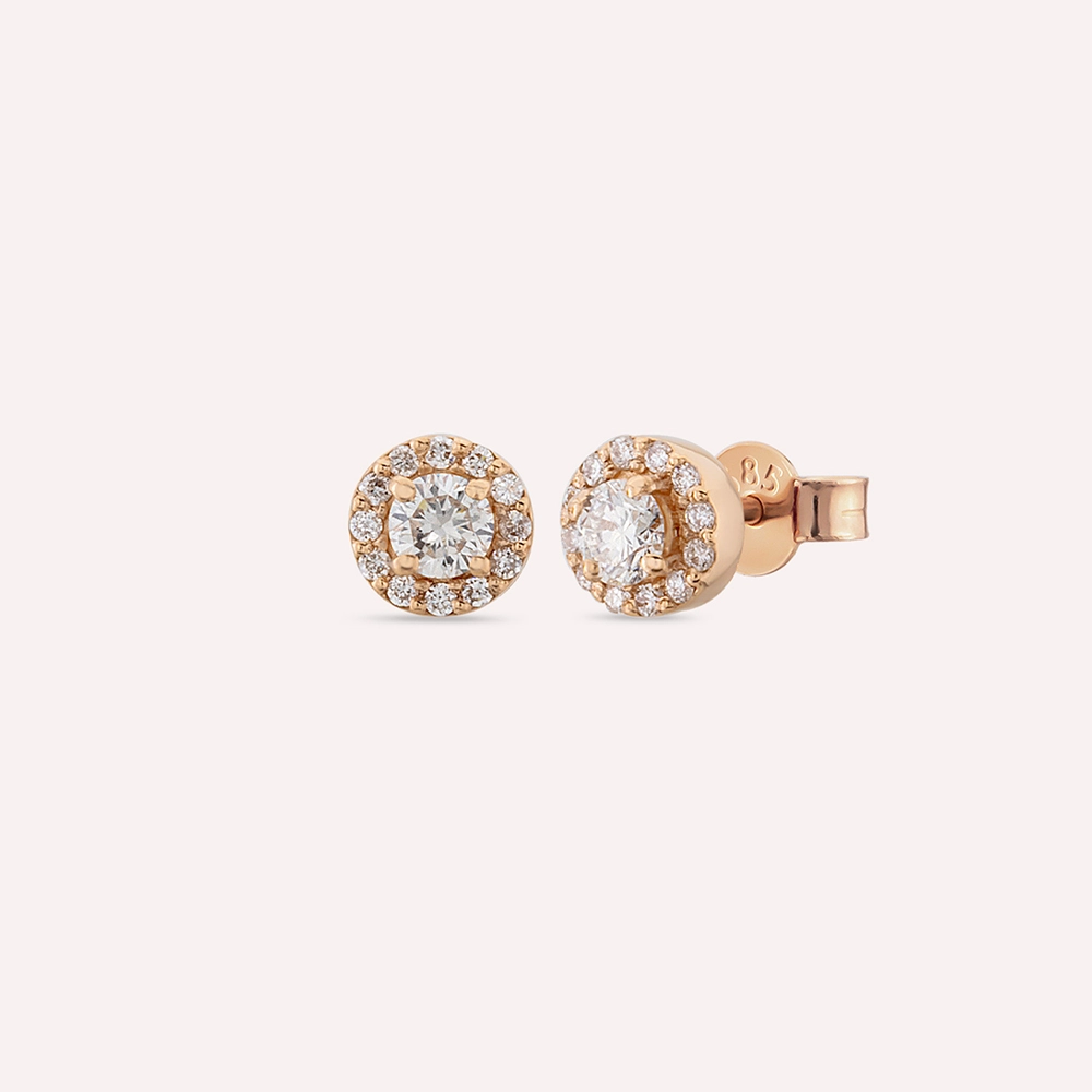 0.31 CT Diamond Rose Gold Earring - 1