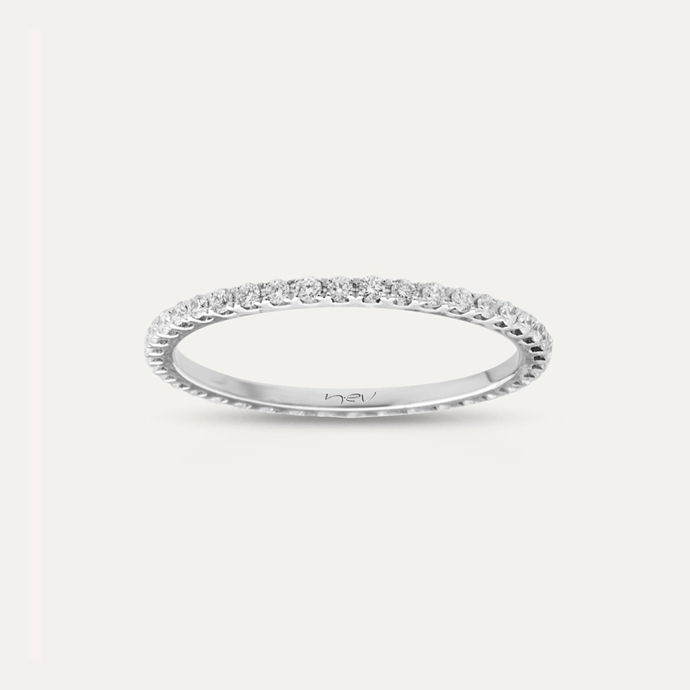 0.31 CT Dimond Eternity White Gold Ring - 1