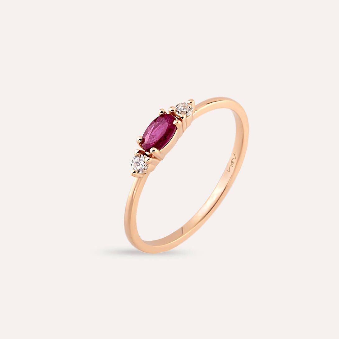 0.31 CT Ruby and Diamond Rose Gold Ring