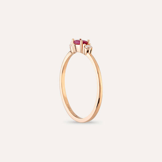 0.31 CT Ruby and Diamond Rose Gold Ring - 4
