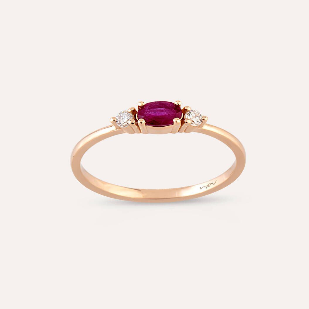 0.31 CT Ruby and Diamond Rose Gold Ring