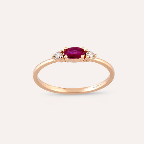 0.31 CT Ruby and Diamond Rose Gold Ring - 3