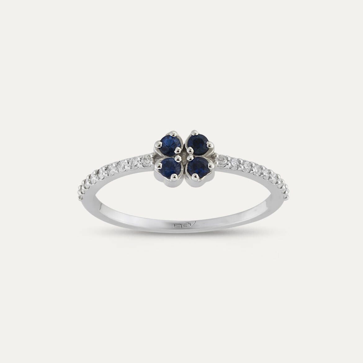0.32 CT Diamond and Sapphire Four Leaf Clover Ring