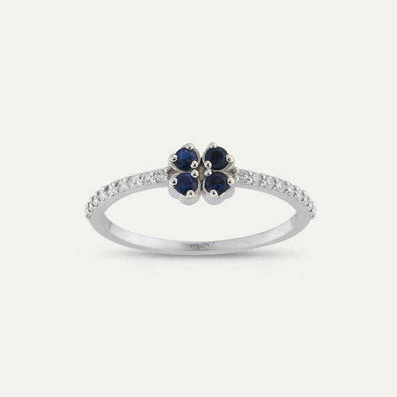 0.32 CT Diamond and Sapphire Four Leaf Clover Ring - 3