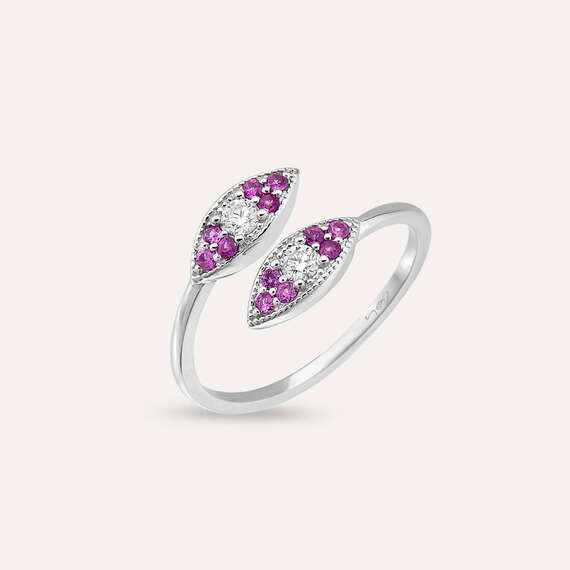0.32 CT Purple Sapphire and Diamond White Gold Ring - 3