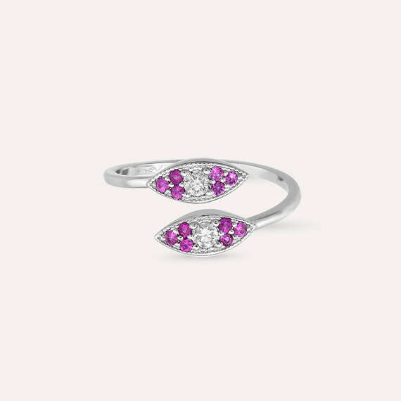 0.32 CT Purple Sapphire and Diamond White Gold Ring - 4