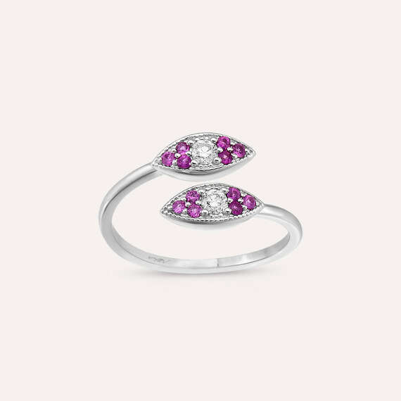 0.32 CT Purple Sapphire and Diamond White Gold Ring - 1