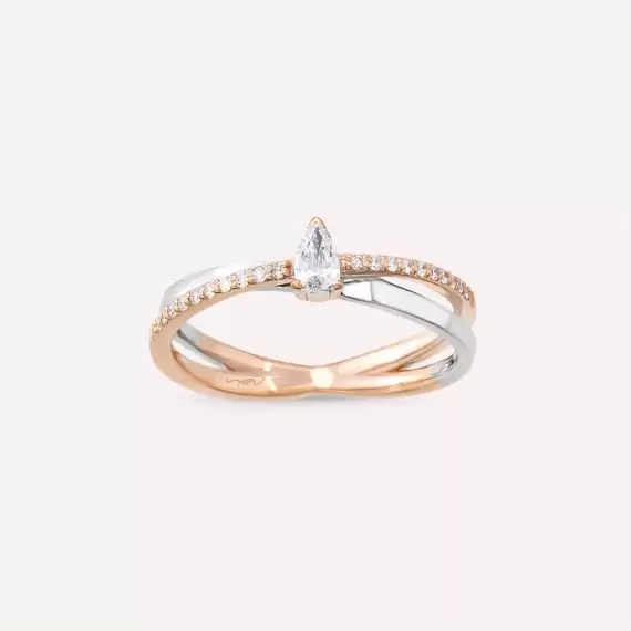 0.26 CT Pear Cut Diamond Spiral Wedding Ring - 3