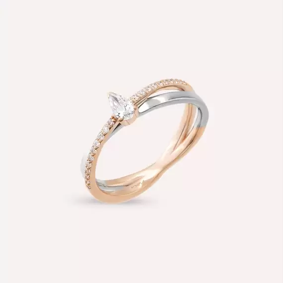 0.26 CT Pear Cut Diamond Spiral Wedding Ring - 1