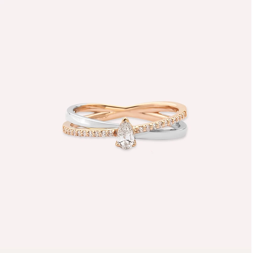 0.26 CT Pear Cut Diamond Spiral Wedding Ring