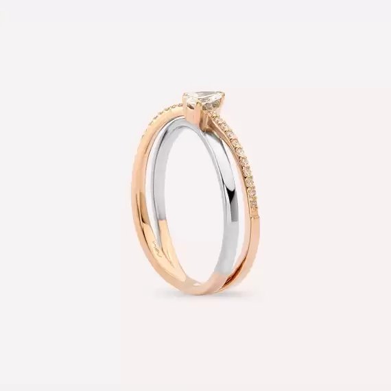 0.26 CT Pear Cut Diamond Spiral Wedding Ring - 5