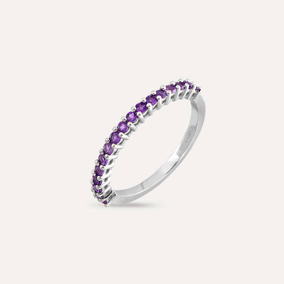 0.34 CT Amethyst White Gold Half Eternity Ring - 1