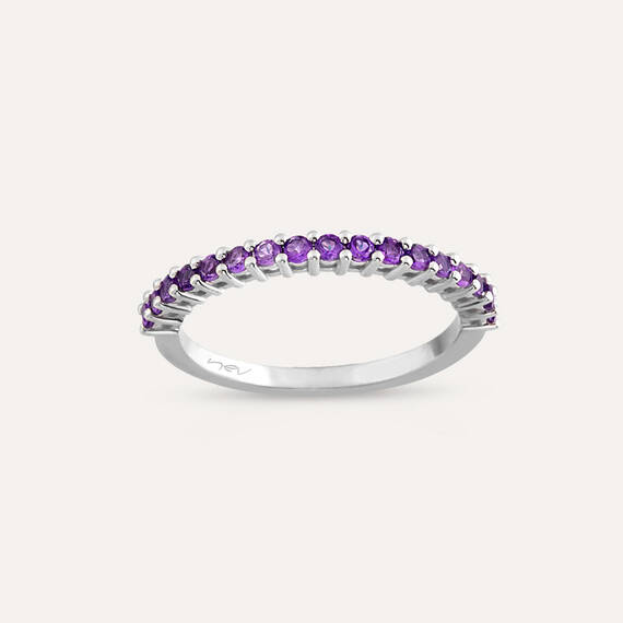 0.34 CT Amethyst White Gold Half Eternity Ring - 4