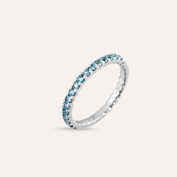 0.34 CT Aquamarine White Gold Half Eternity Ring - 1