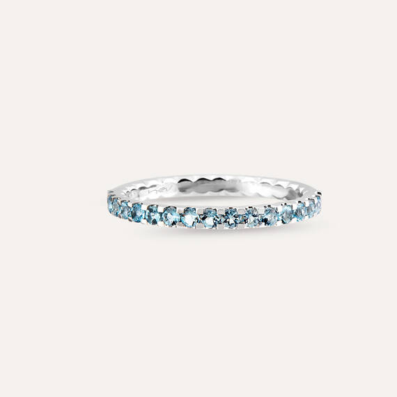 0.34 CT Aquamarine White Gold Half Eternity Ring - 5