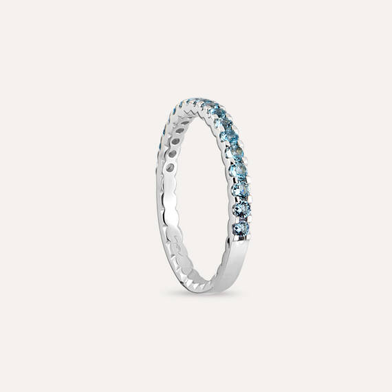 0.34 CT Aquamarine White Gold Half Eternity Ring - 4