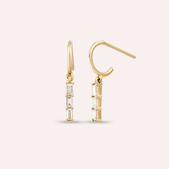 0.34 CT Baguette Cut Diamond Dangling Earring - 1