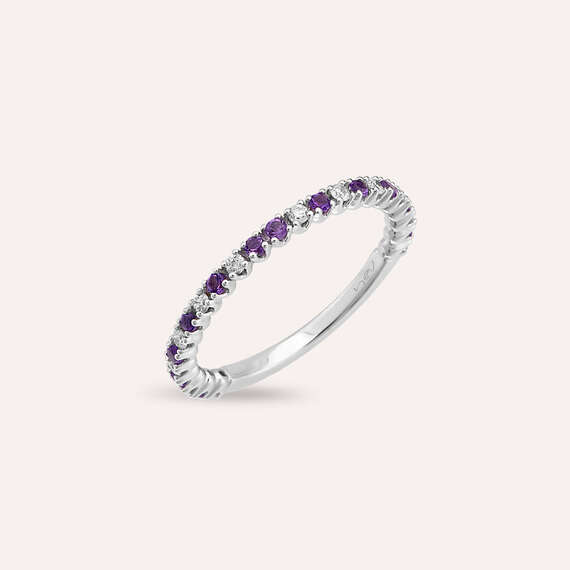 0.35 CT Amethyst and Diamond Half Eternity Ring - 3