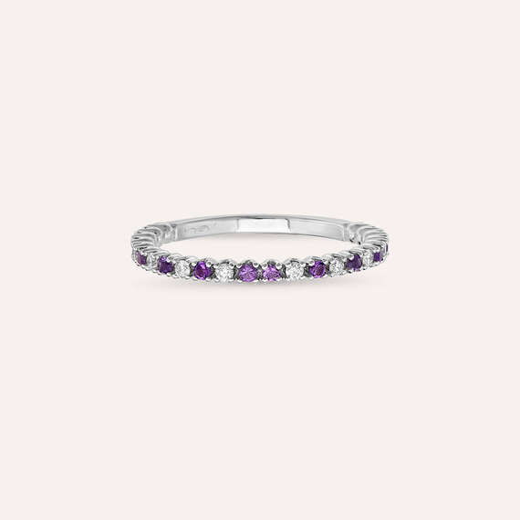 0.35 CT Amethyst and Diamond Half Eternity Ring - 4