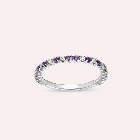 0.35 CT Amethyst and Diamond Half Eternity Ring - 1