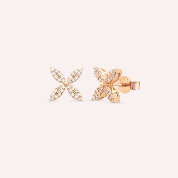 0.28 CT Pırlanta Taşlı Rose Altın Küpe - 2