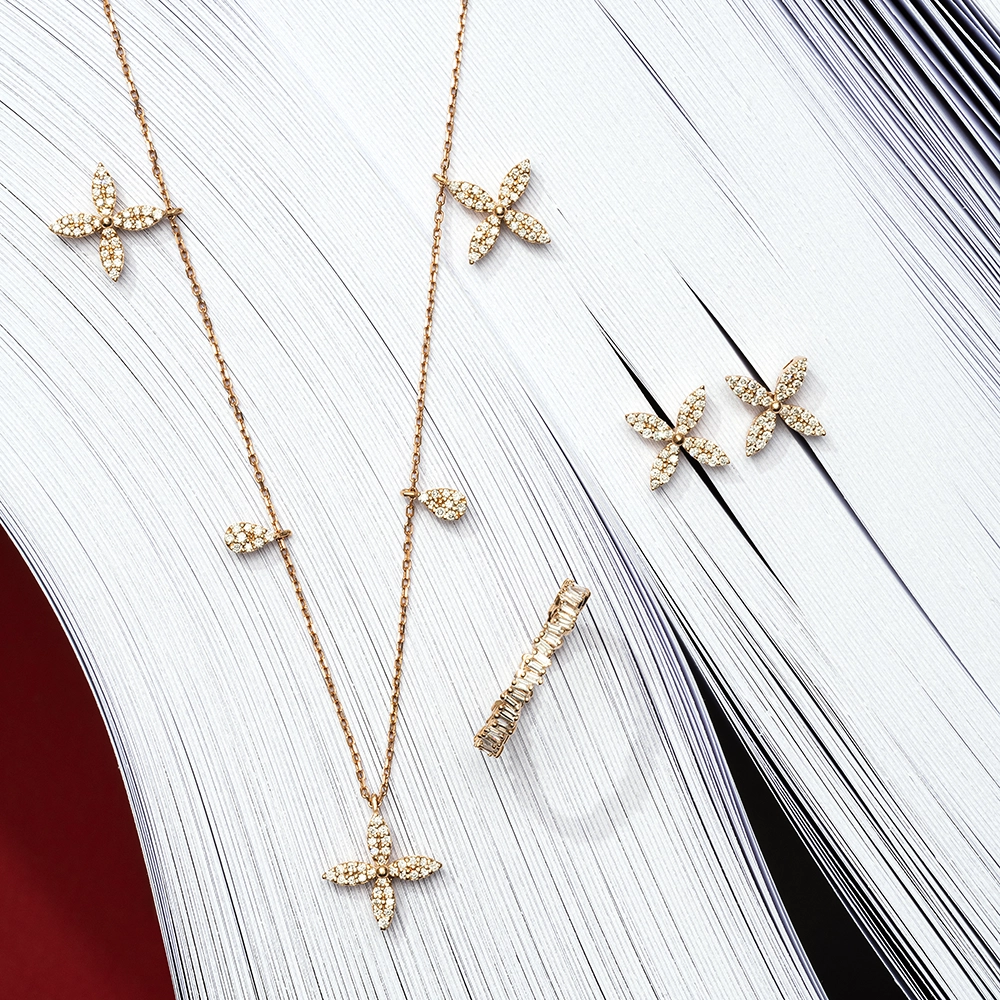 0.28 CT Pırlanta Taşlı Rose Altın Küpe - 4