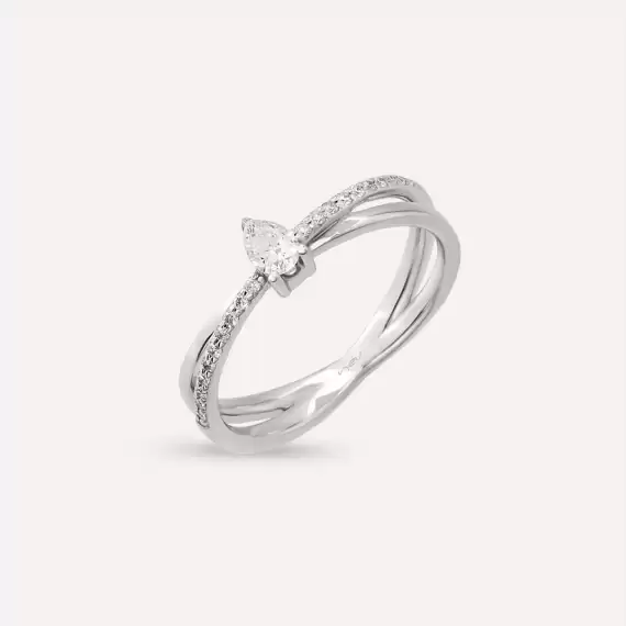 0.27 CT Pear Cut Diamond Spiral Wedding Ring - 1