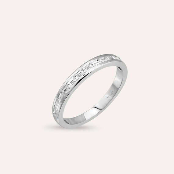Sienna 0.36 CT Baguette Cut Diamond White Gold Half Eternity Ring - 1