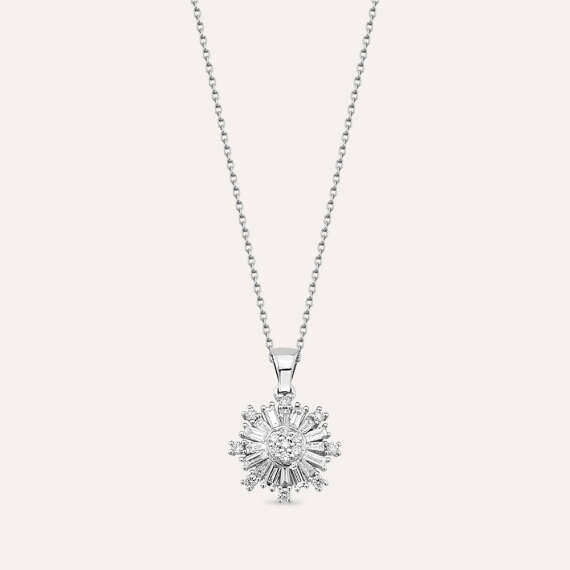 0.36 CT Baguette Cut Diamond White Gold Necklace - 1