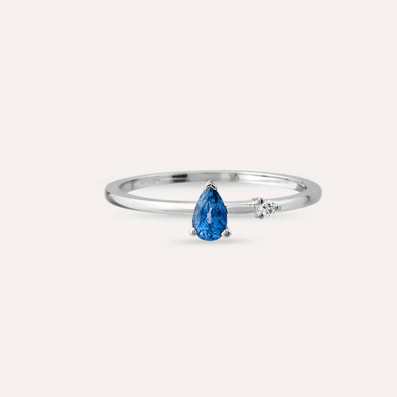 Mona 0.36 CT Blue Sapphire and Diamond White Gold Ring - 3