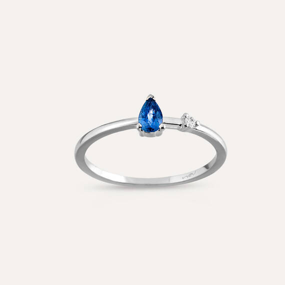Mona 0.36 CT Blue Sapphire and Diamond White Gold Ring - 1