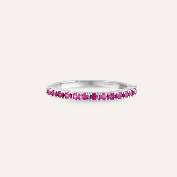 0.36 CT Ruby White Gold Half Eternity Ring - 3