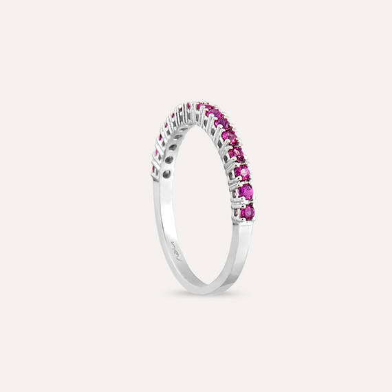 0.36 CT Ruby White Gold Half Eternity Ring - 4