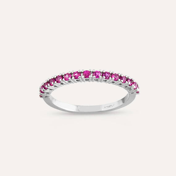 0.36 CT Ruby White Gold Half Eternity Ring - 2