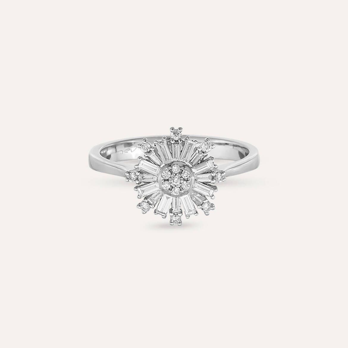 0.37 CT Baguette and Trapeze Cut Diamond White Gold Ring