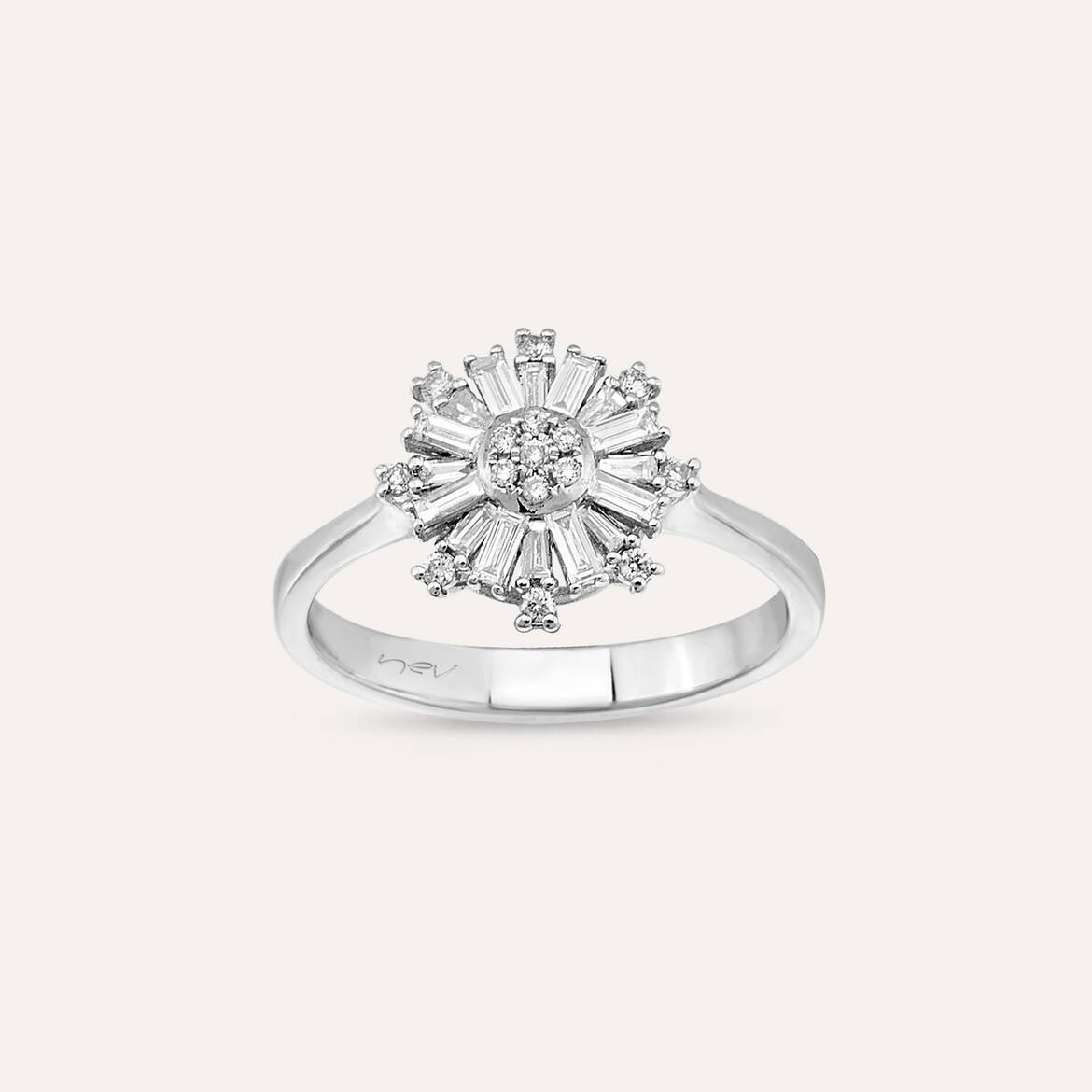 0.37 CT Baguette and Trapeze Cut Diamond White Gold Ring