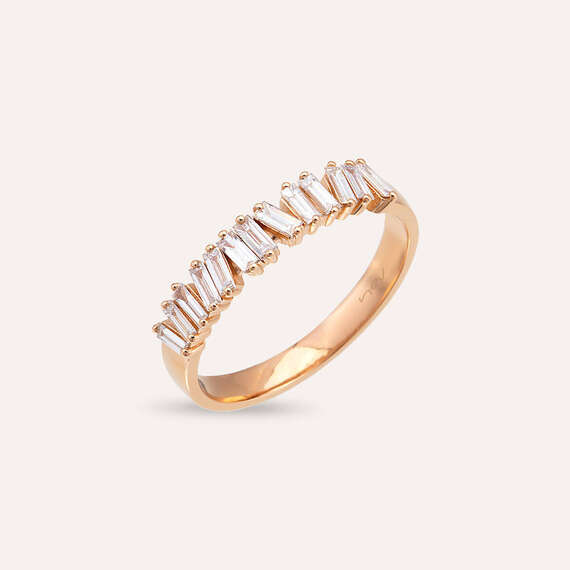 0.38 CT Baguette Cut Diamond Rose Gold Ring - 2