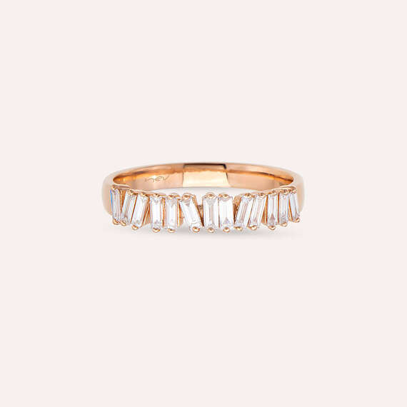 0.38 CT Baguette Cut Diamond Rose Gold Ring - 4