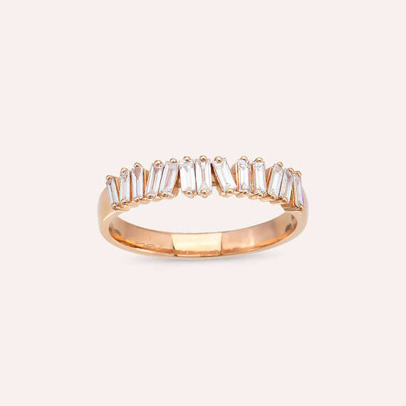 0.38 CT Baguette Cut Diamond Rose Gold Ring - 1